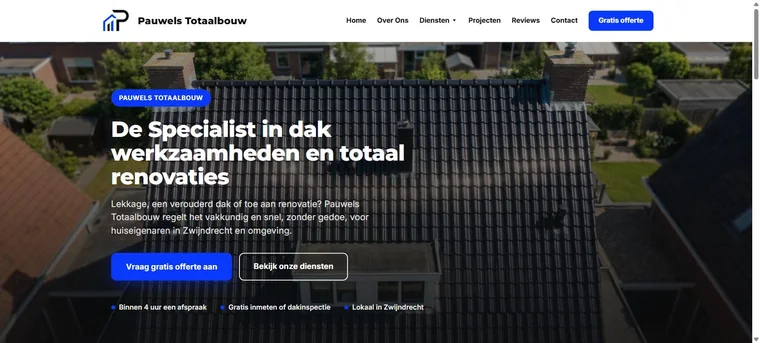 Website die wij bouwden voor Pauwels Totaalbouw